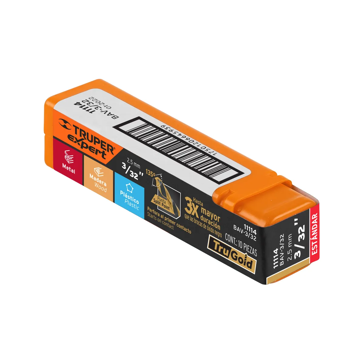 Broca HSS 3/32" Trugold para Metal Truper Expert - 11114