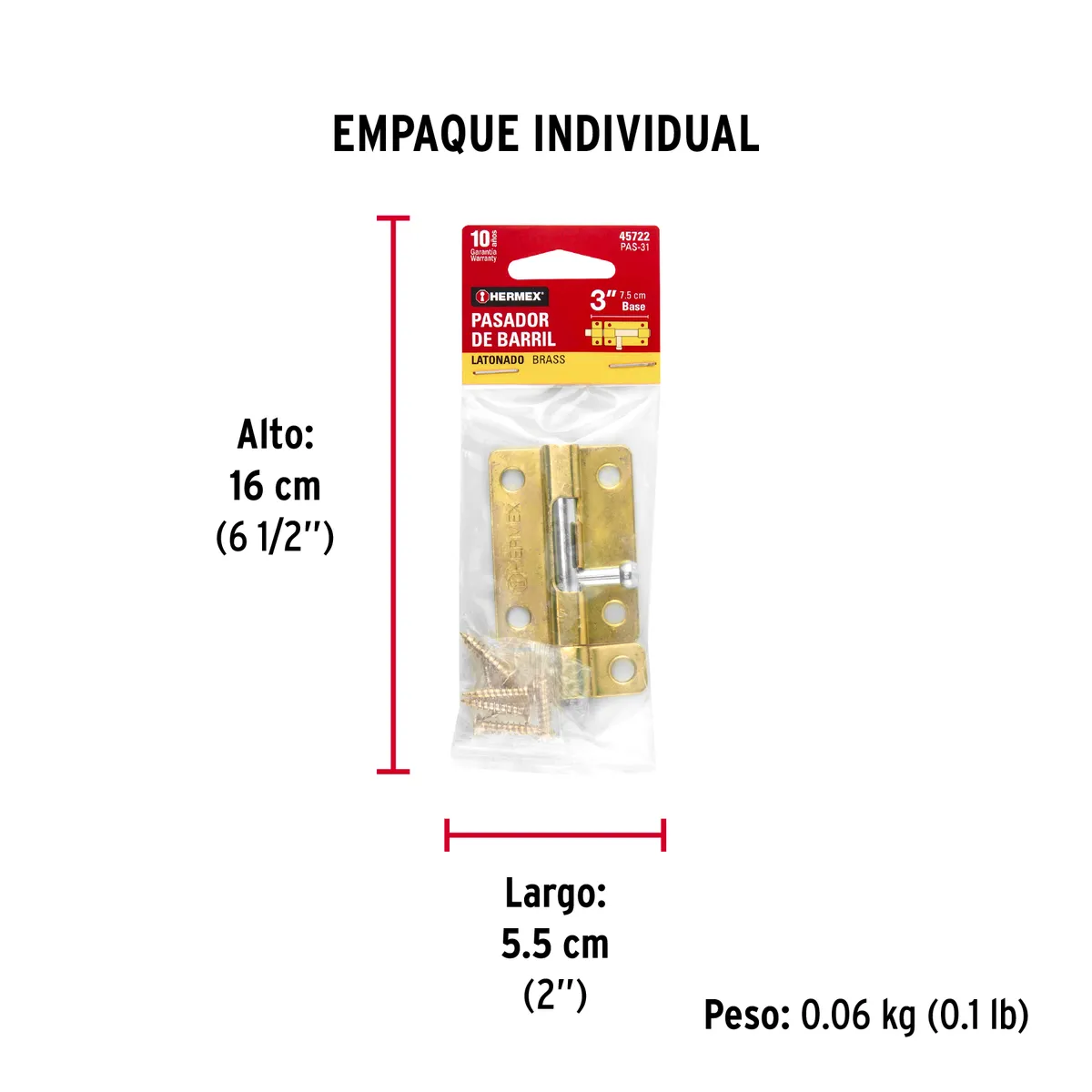 Pasador de Barril Acero Latón 3" PAS-31 Truper - 45722