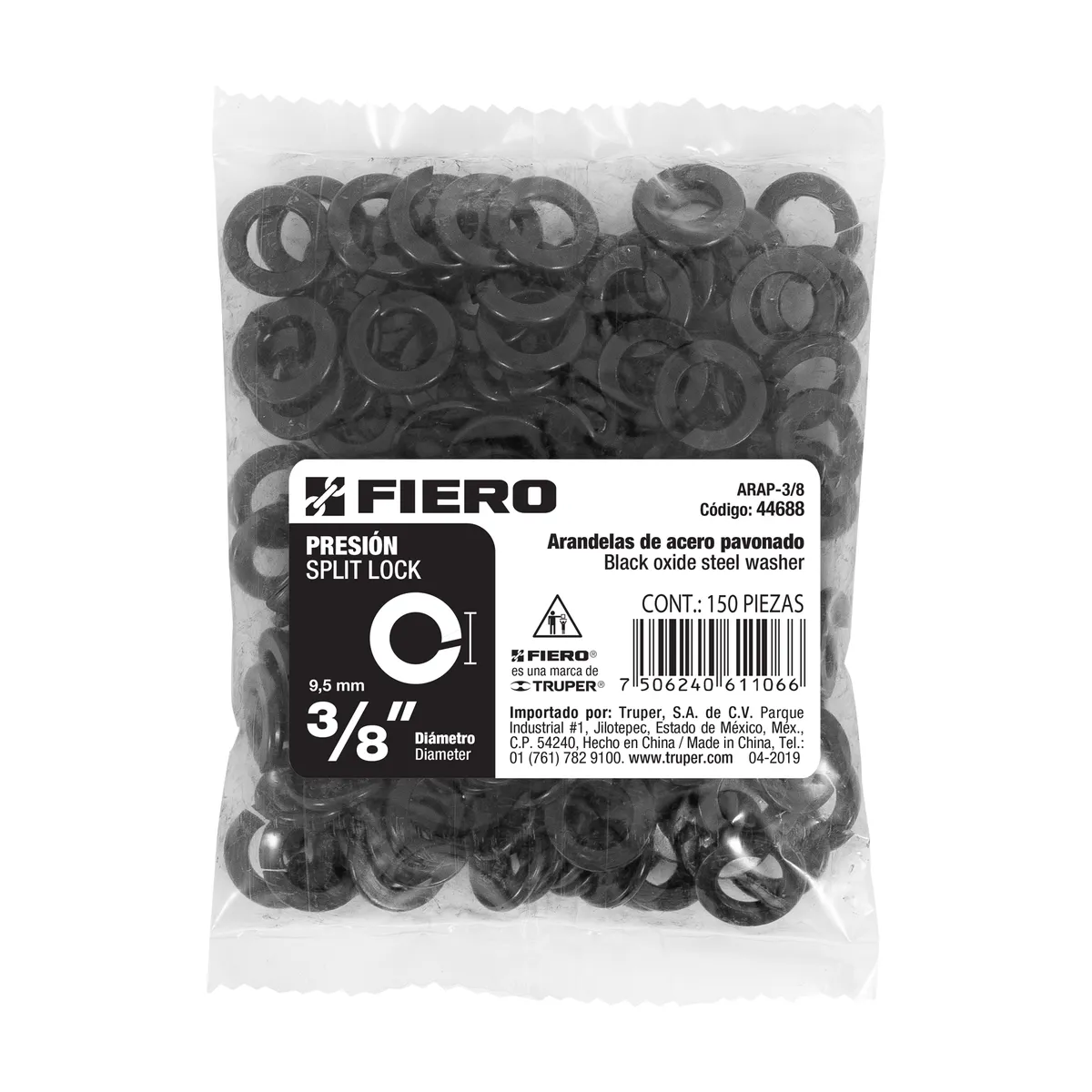 Bolsa con 150 Arandelas de Presión de 3/8" Fiero - 44688