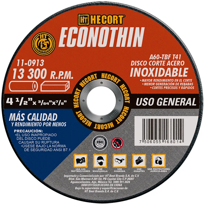 Disco de Corte para Acero Inoxidable HECORT 115 mm (4 1/2")