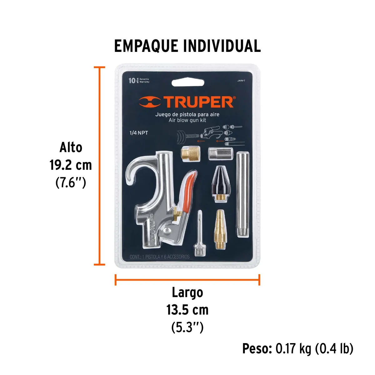 Juego de Pistola y Accesorios Truper JAN-7 - 19078