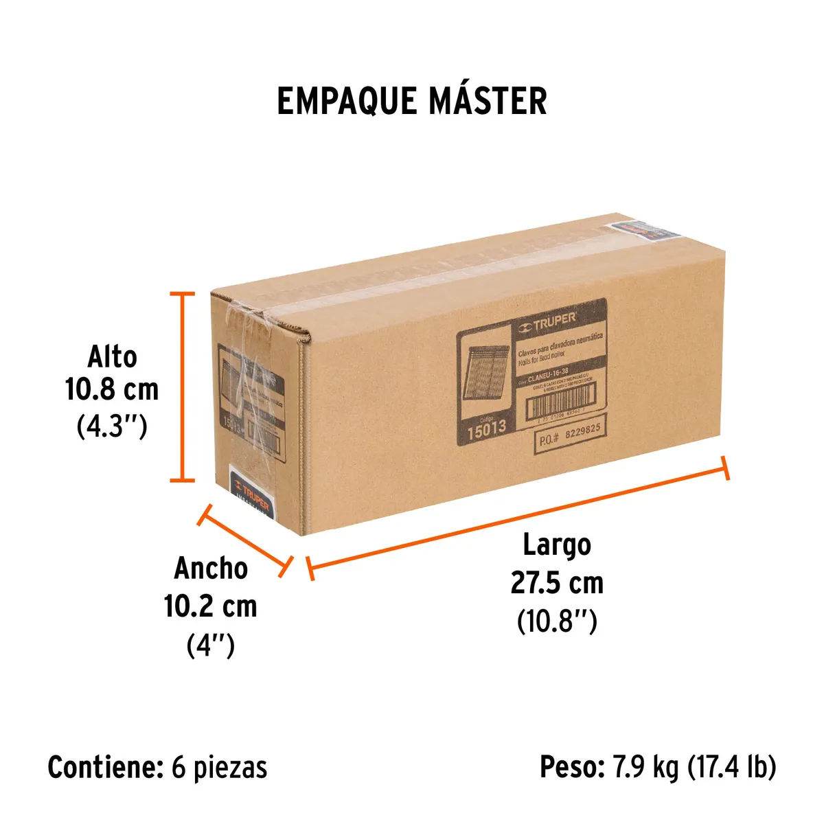 Caja con 2500 Clavos Calibre 16 de 38 mm para CLNE-16 Truper - 15013