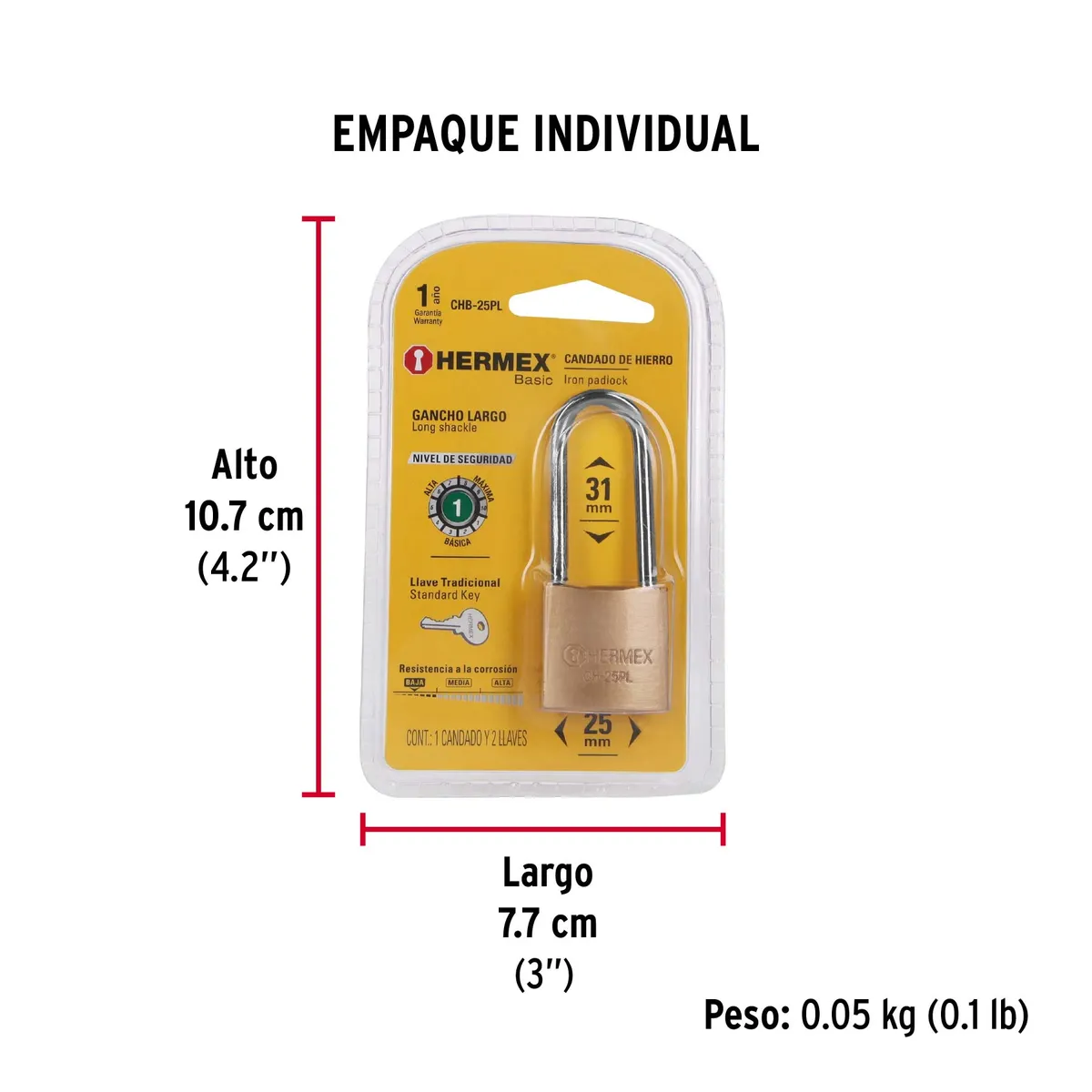 Candado de Hierro 25 mm CHB-25PL Truper - 27074