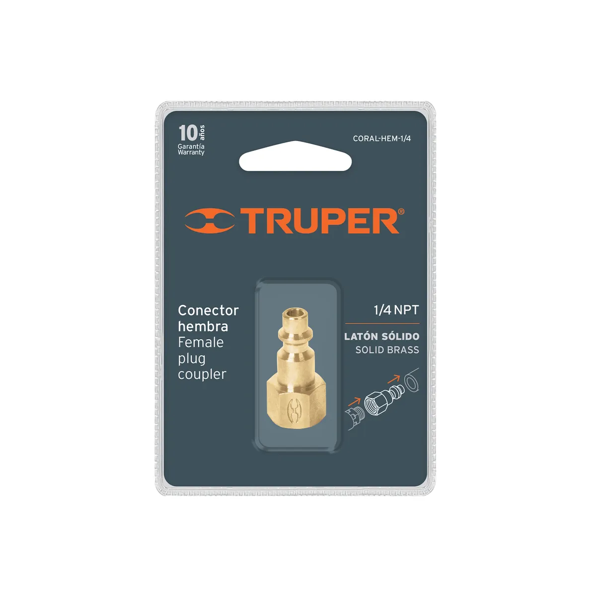 Conector Rápido de Latón Hembra 1/4" NPT Truper - 19082