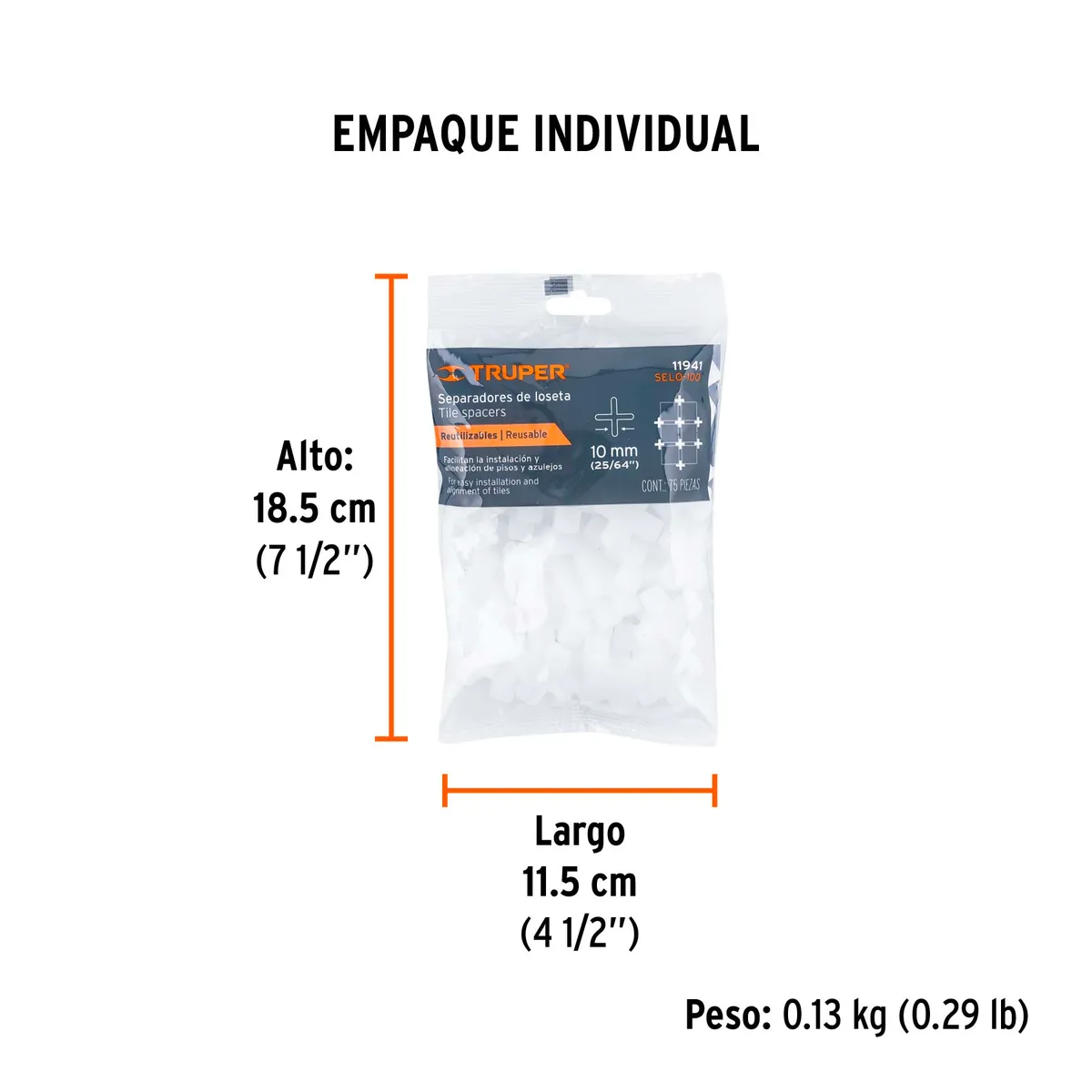 Bolsa con 75 Separadores de 10 mm Truper - 11941