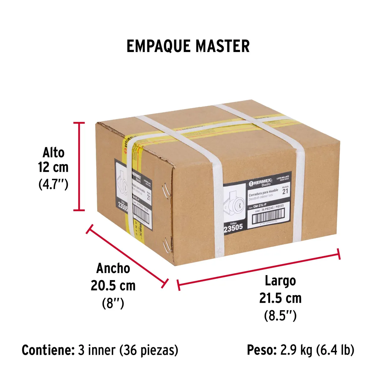 Cerradura para Mueble MOD-21 Latón Hermex - 23505
