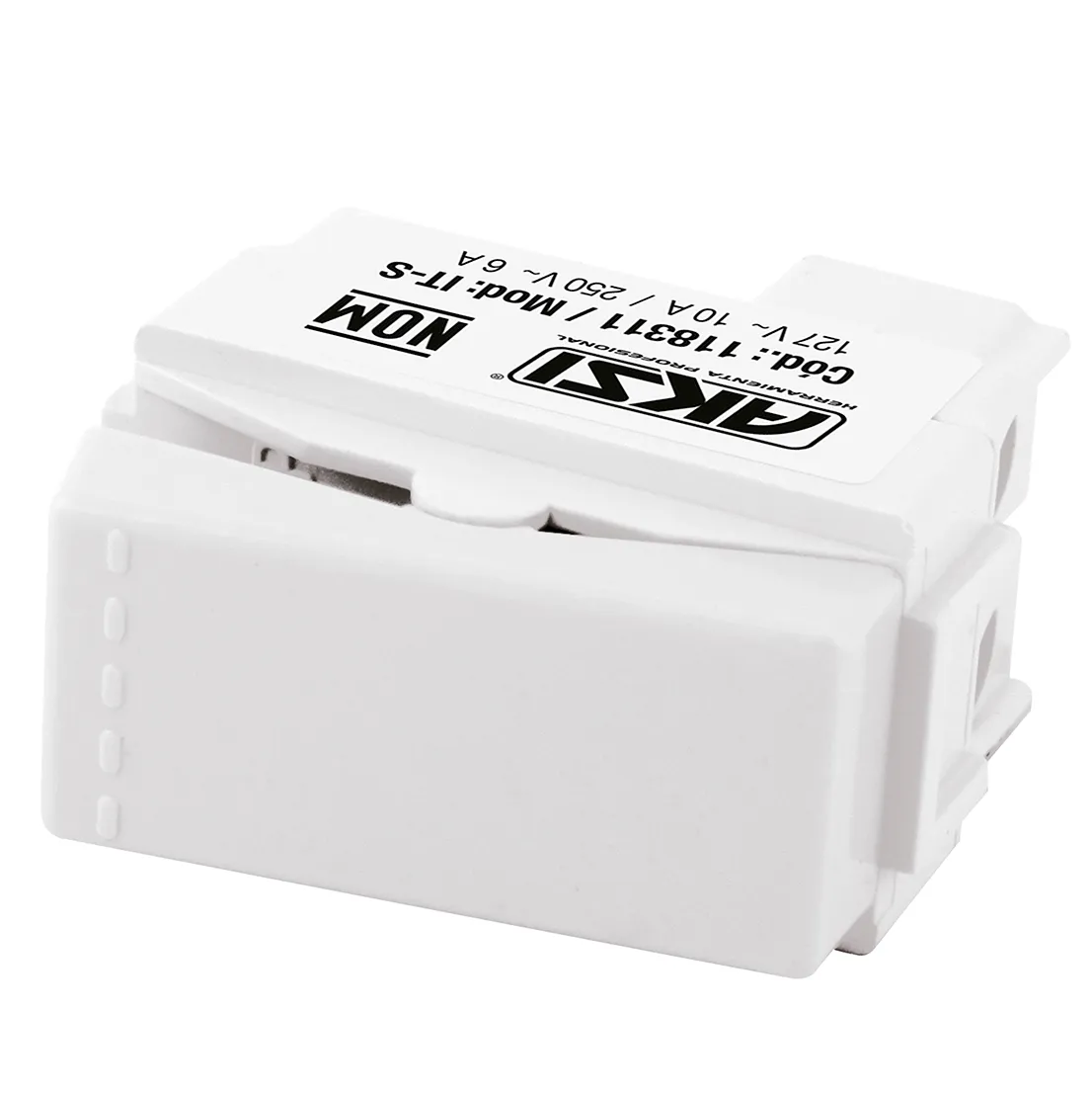 Apagador Sencillo de Tecla 127V/10A Blanco AKSI - 118313