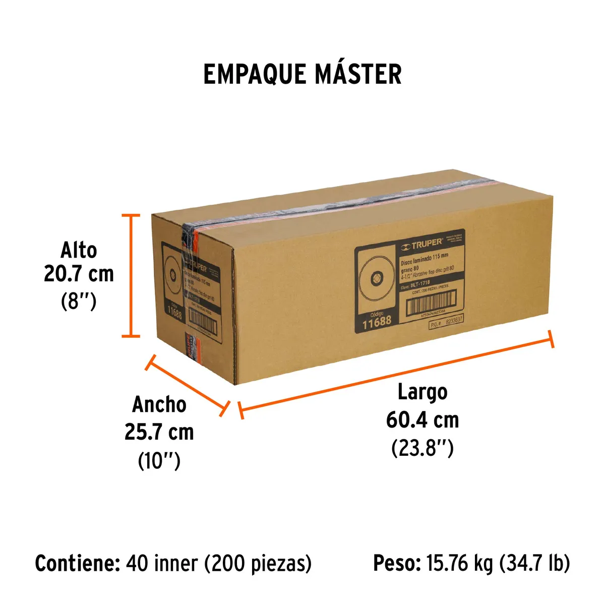 Disco Laminado Centro 7/8" Grano 80 de 4 1/2" Truper - 11688