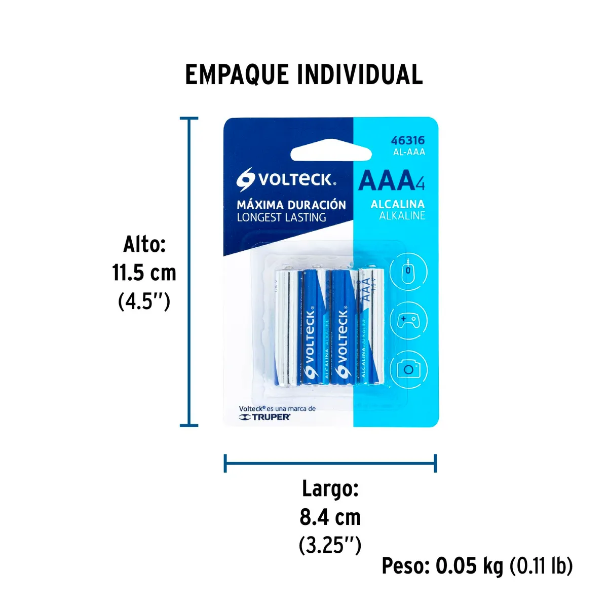 Blíster con 4 Pilas Alcalinas AA AL-AA Volteck - 46315