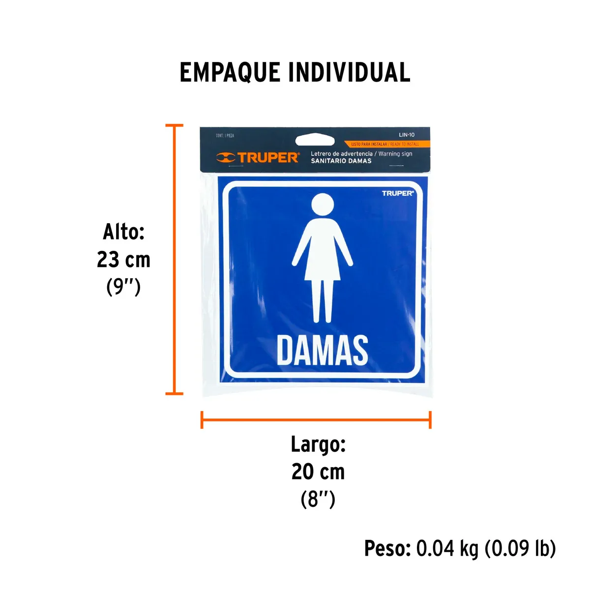 Letrero de Señalización "Damas" Truper - 18478