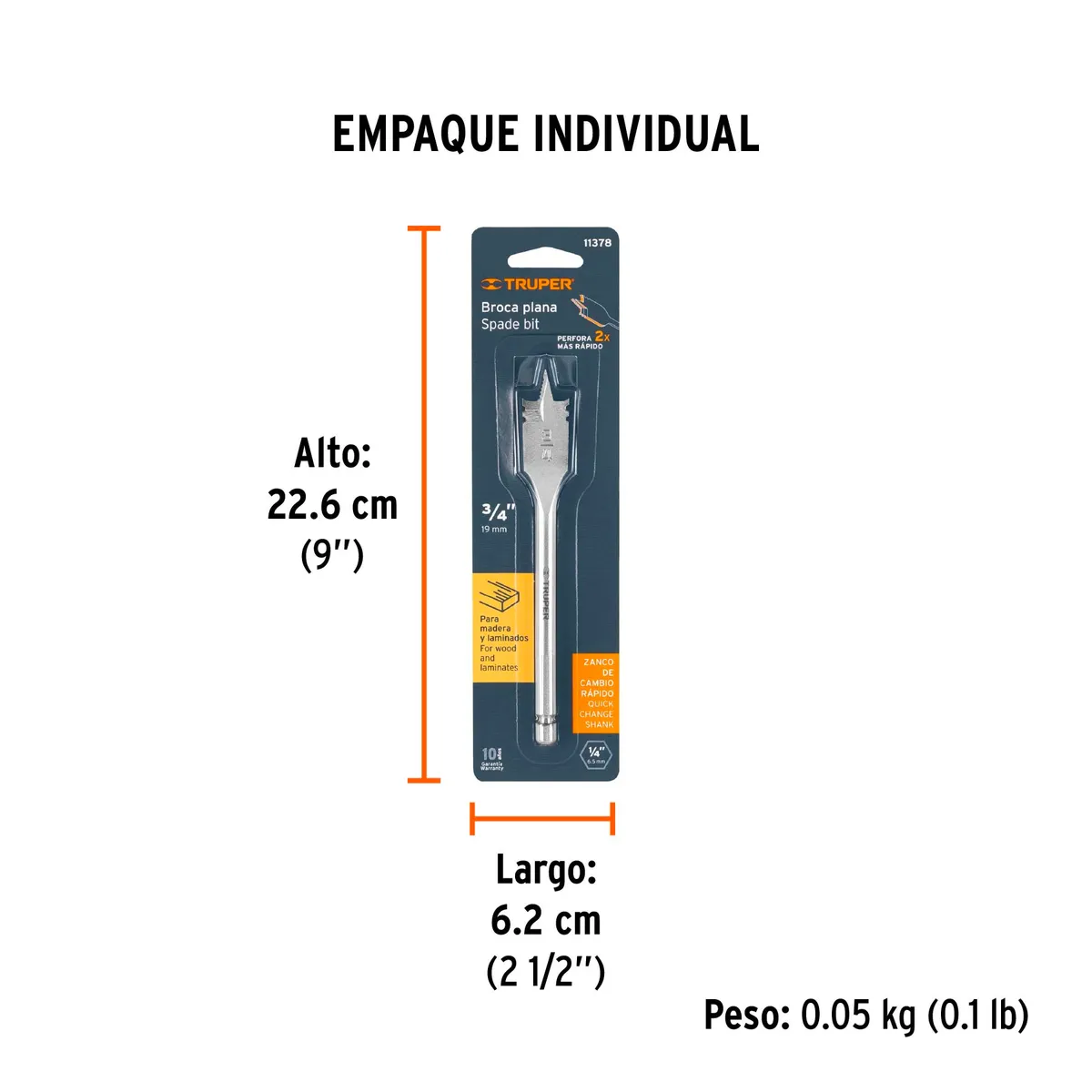 Broca de Manita 3/4" para Madera BPT-3/4 Truper - 11378