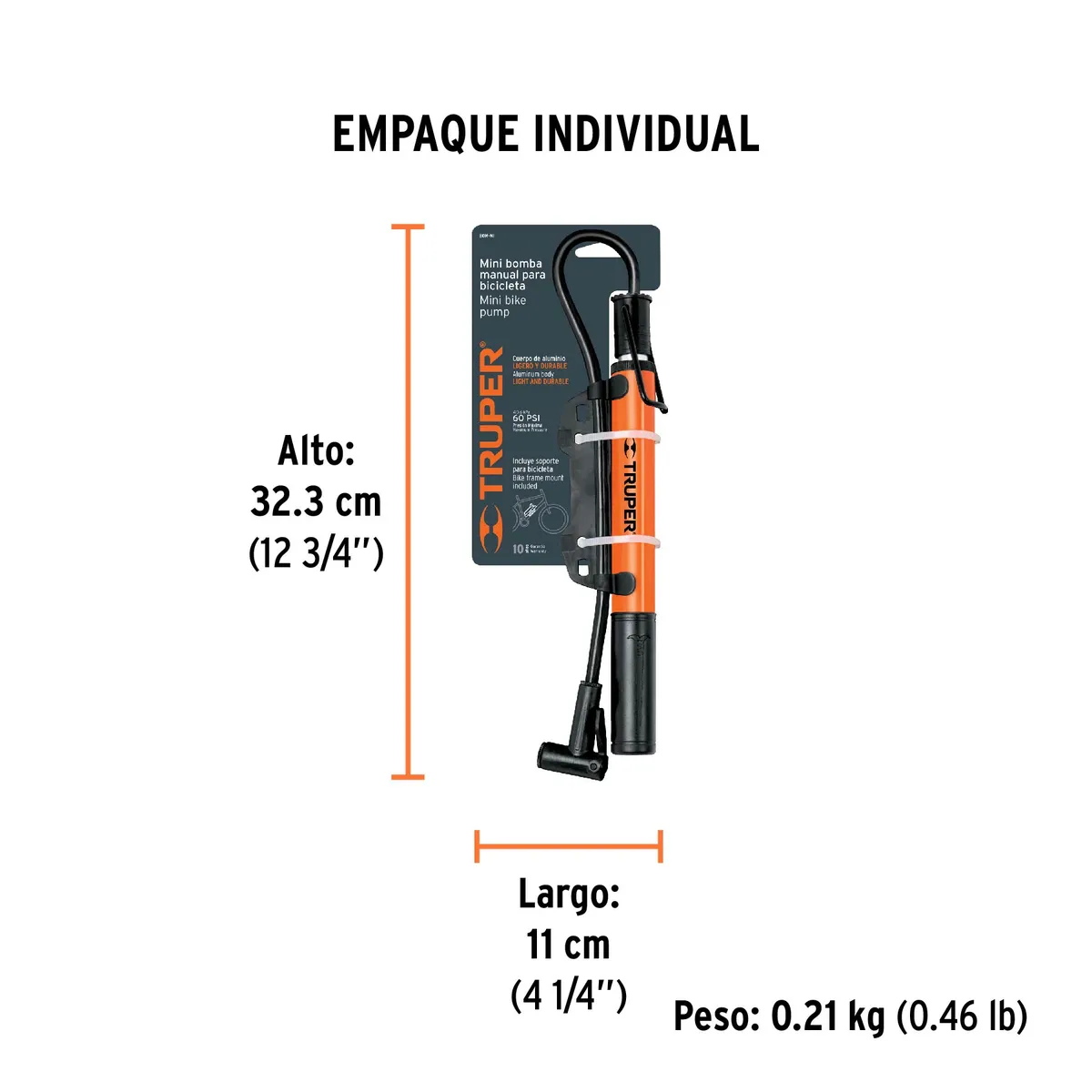 Mini Bomba Manual para Bicicleta BOM-MI Truper - 13790