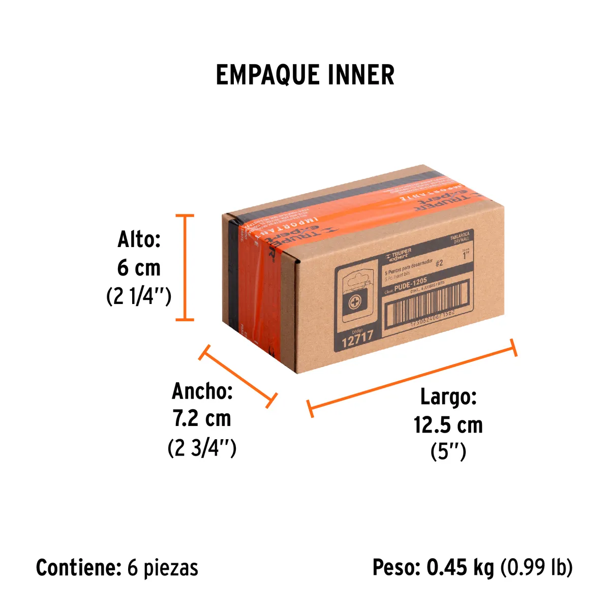 Estuche con 5 Puntas de Cruz PH2 para Muro de Yeso 1" Truper - 12717