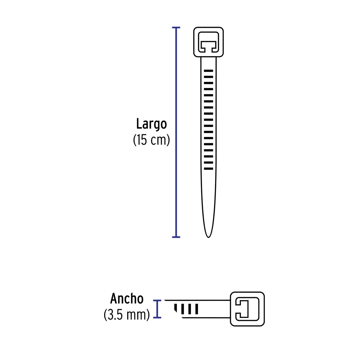 Bolsa con 50 Cinchos de Plástico 40 lb 150 x 3.5 mm Truper - 44323