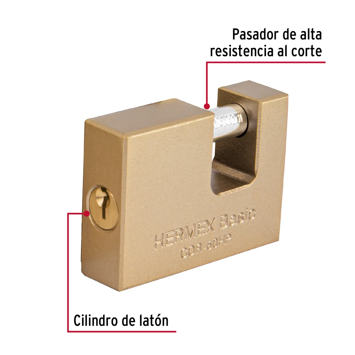 Candado Antipalanca 60 mm Hierro COR-60HP Truper - 22516