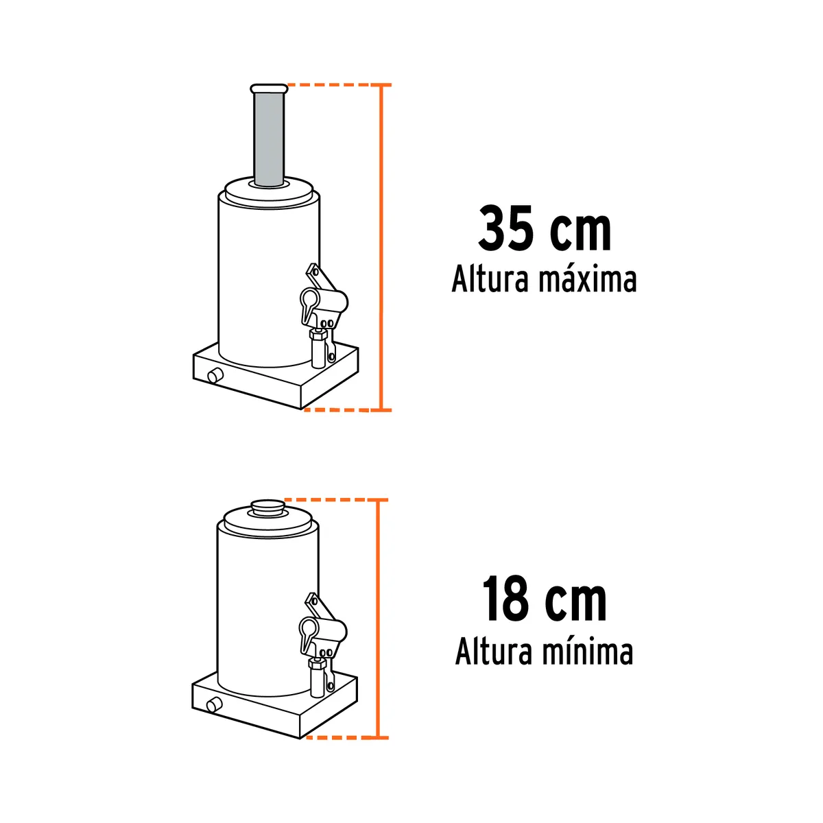 Gato Hidráulico de Botella 2 Toneladas Truper - 14810
