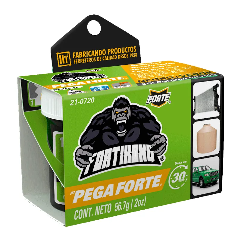 Pegaforte Epóxico HECORT 2 oz Negro Adhesivo de Alta Resistencia