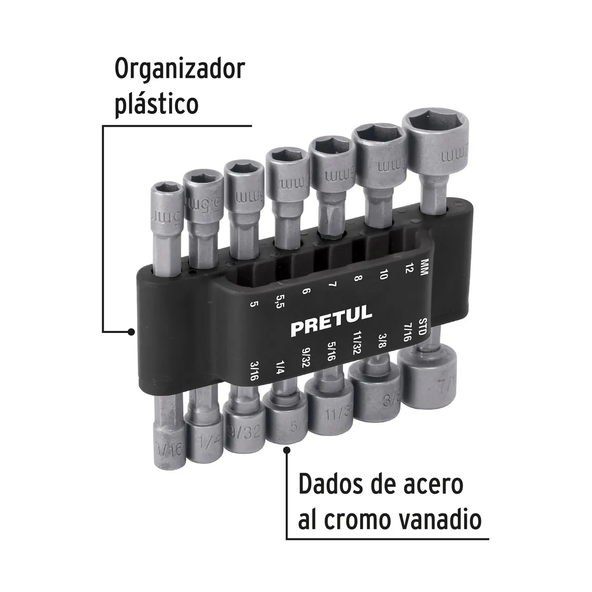 Juego de 14 Dados para Taladro Pretul - 12844