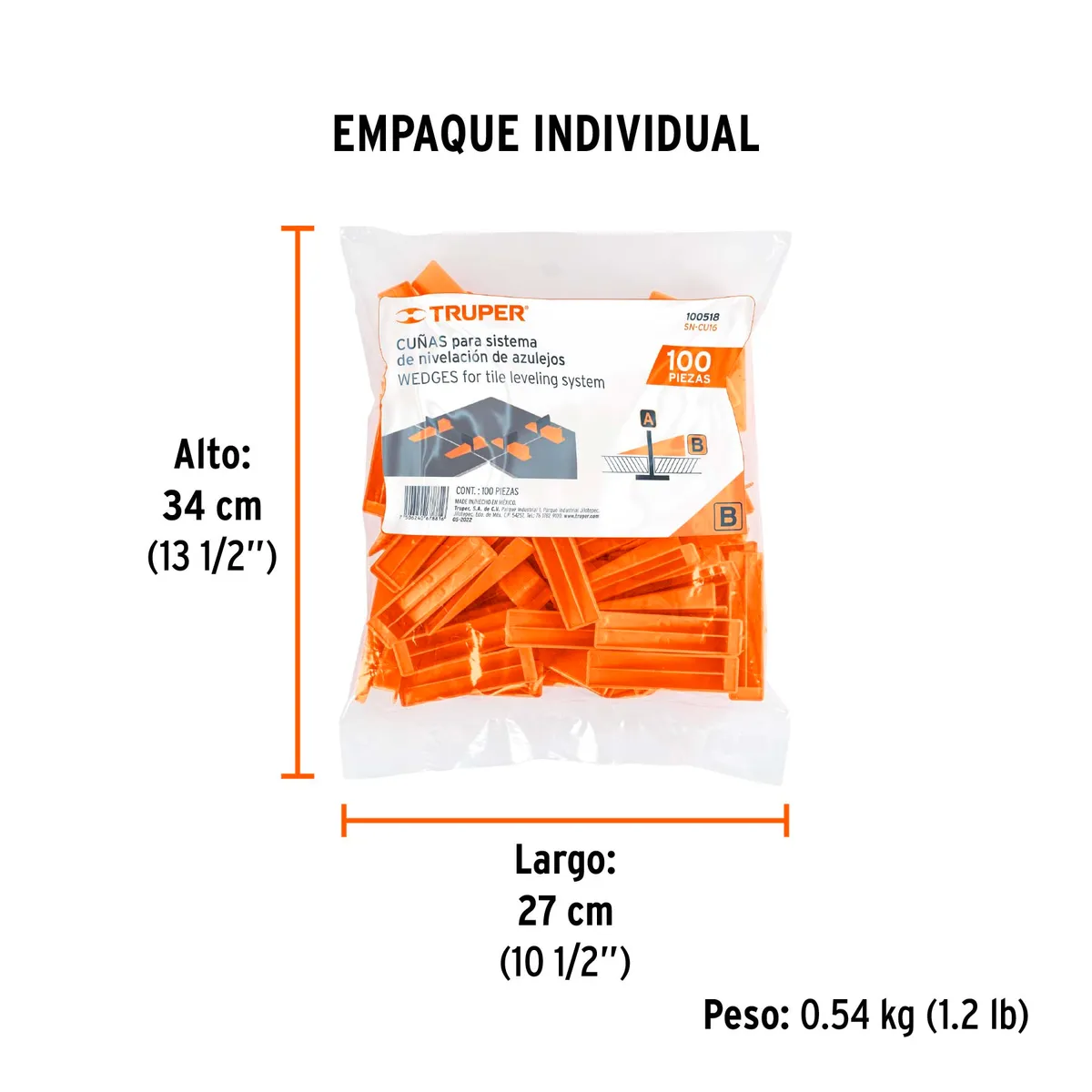 Bolsa con 100 Cuñas para Nivelación de Azulejo Truper - 100518
