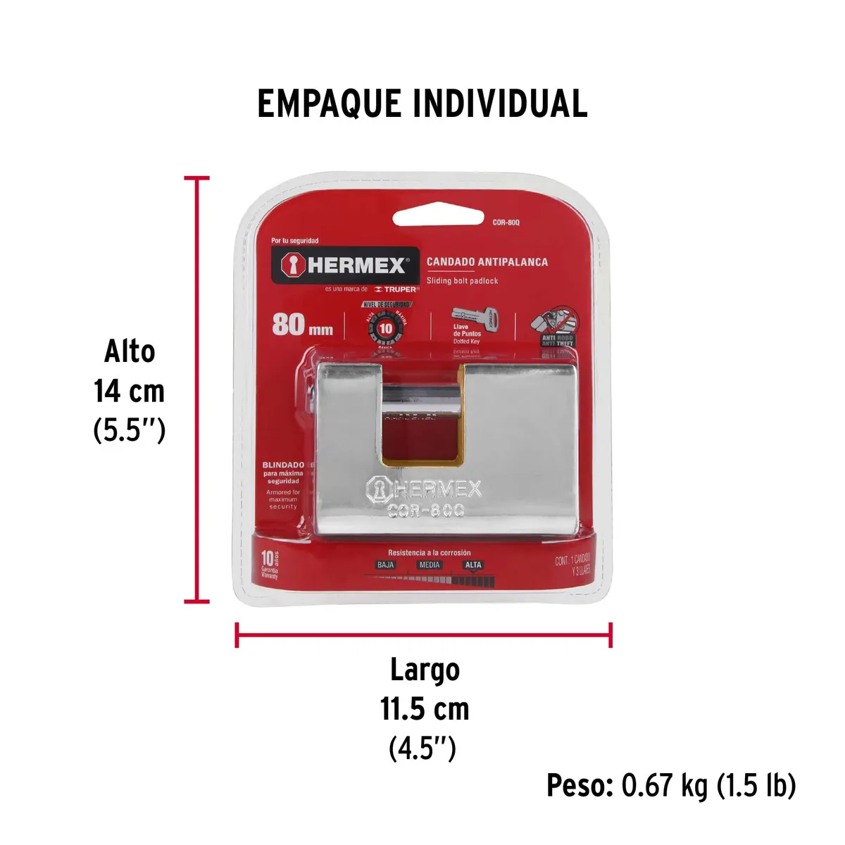 Candado Antipalanca 80 mm Blindado Truper - 43352