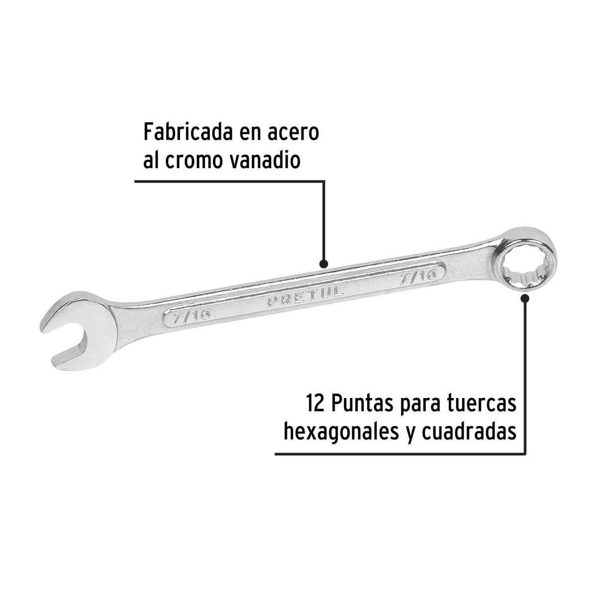 Llave Combinada 7/16" Pretul LL-2014P - 21883