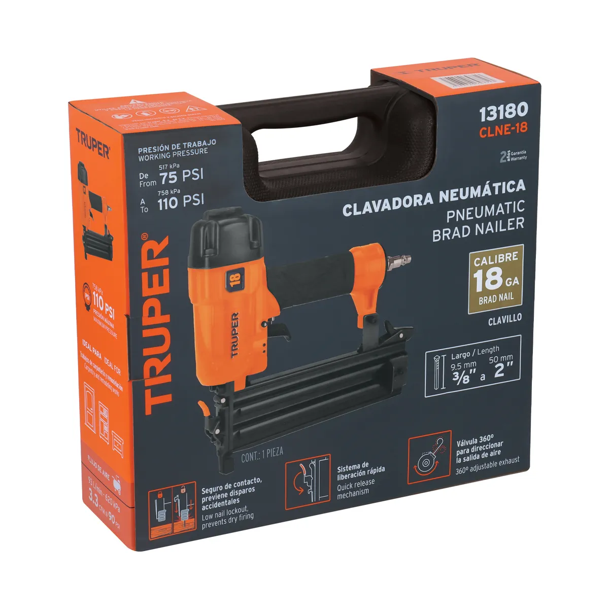 Clavadora Neumática Profesional Calibre 18 Truper - 13180