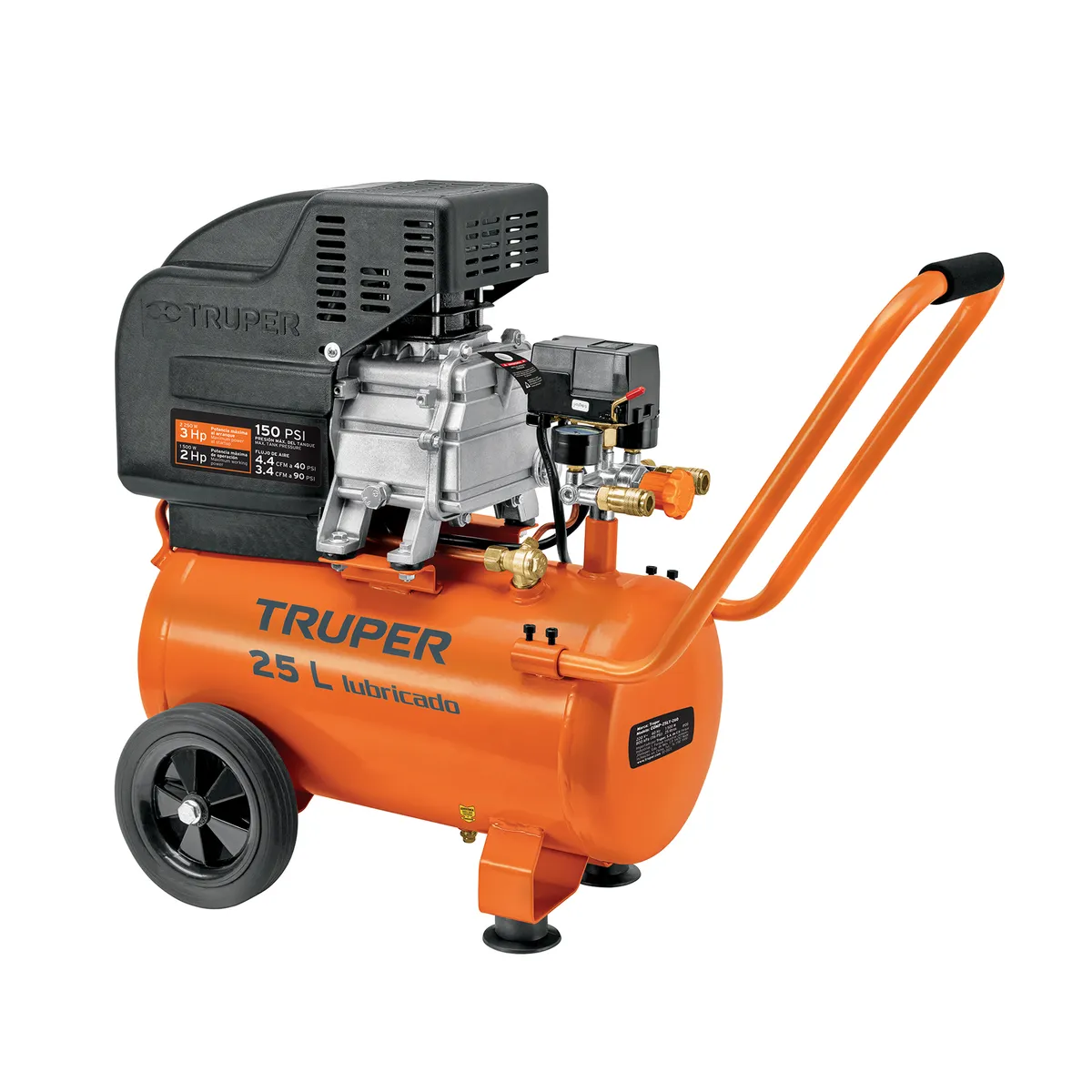 Compresor Lubricado 25 L 3 HP Horizontal 127 V Truper - 15006