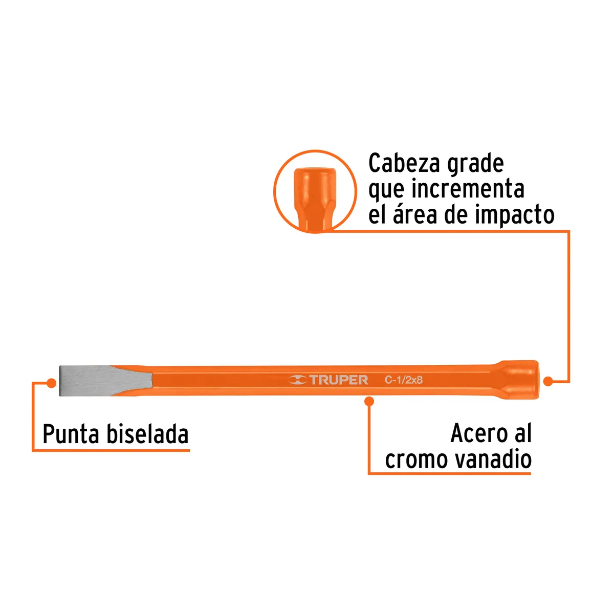 Cincel de Corte Frío 1/2" x 8" Truper - 12118