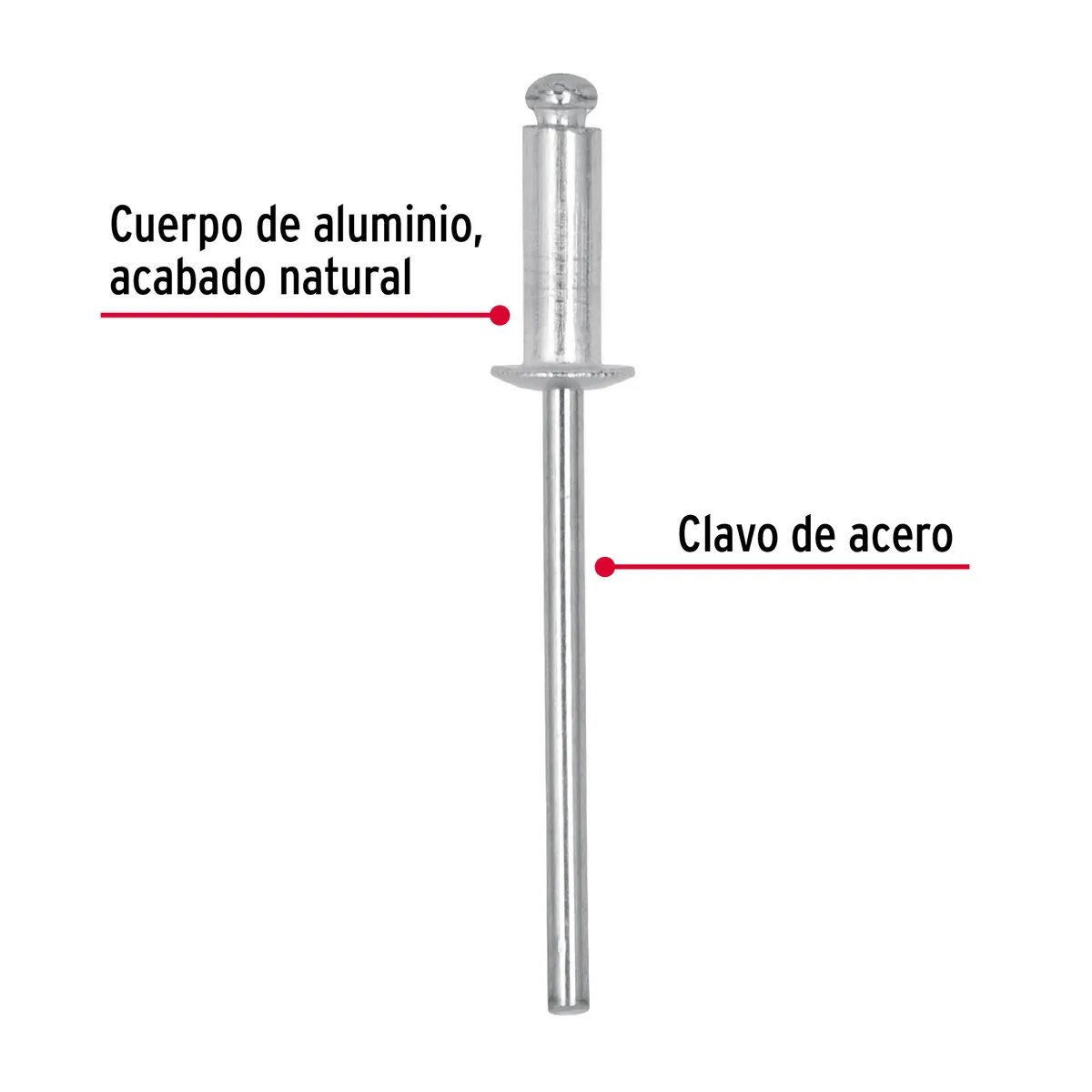 Bolsa con 50 Remaches 1/8" x 1/4" Ala 1/4" Truper - 44520