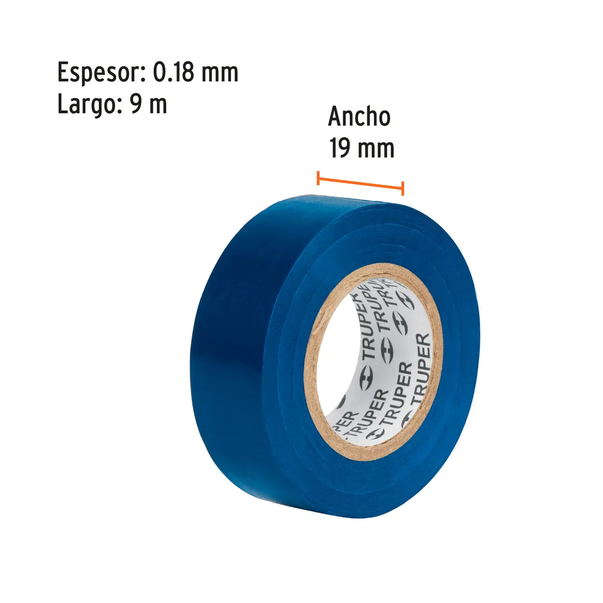 Cinta de Aislar 9 m x 19 mm Azul Truper - 13514