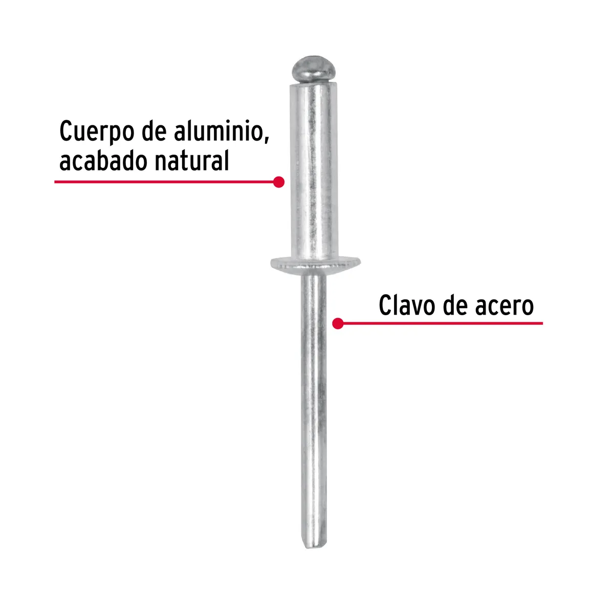Bolsa con 50 Remaches 3/16" x 3/8" Ala 3/8" Truper - 44530