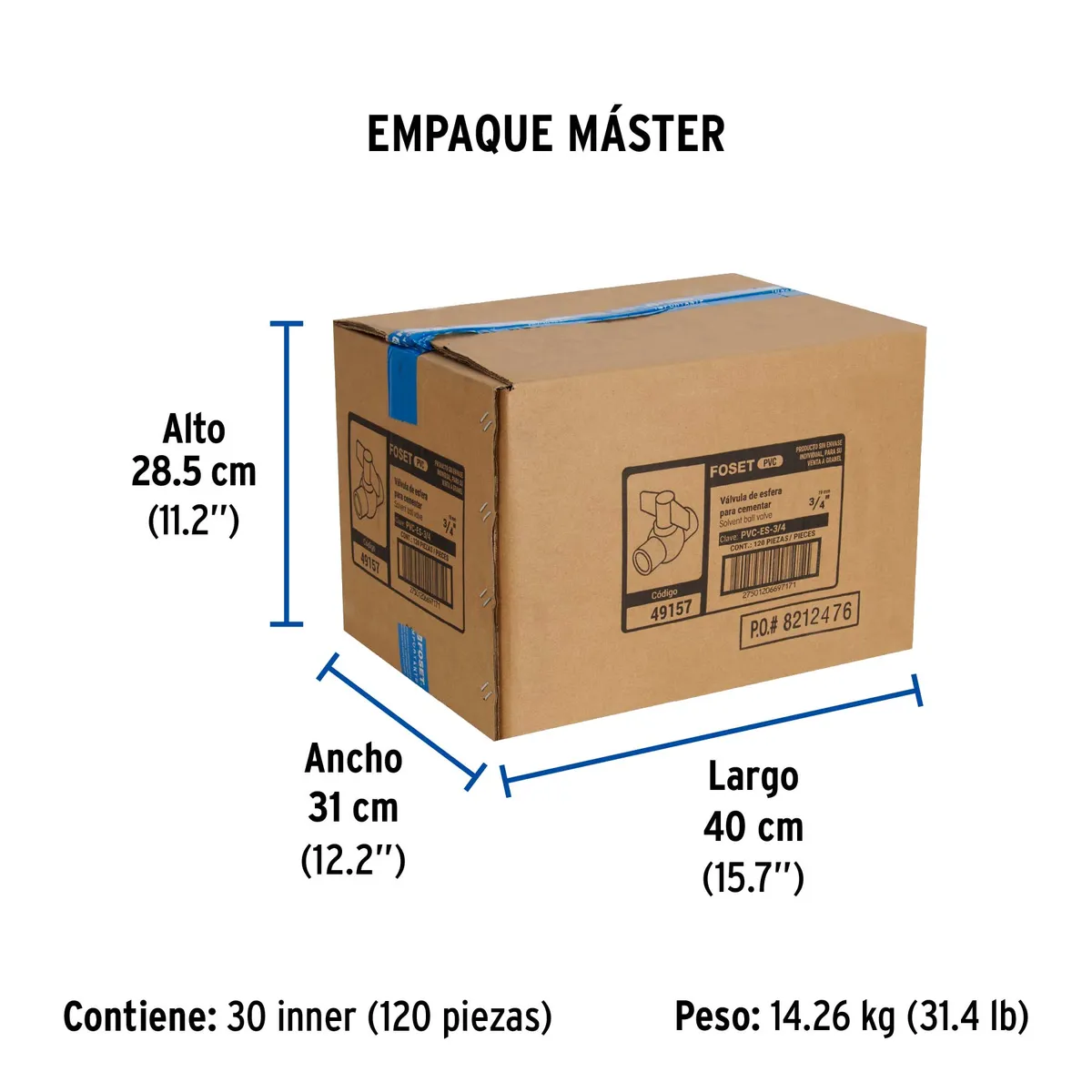 Válvula de Esfera PVC 3/4" para Cementar Truper - 49157