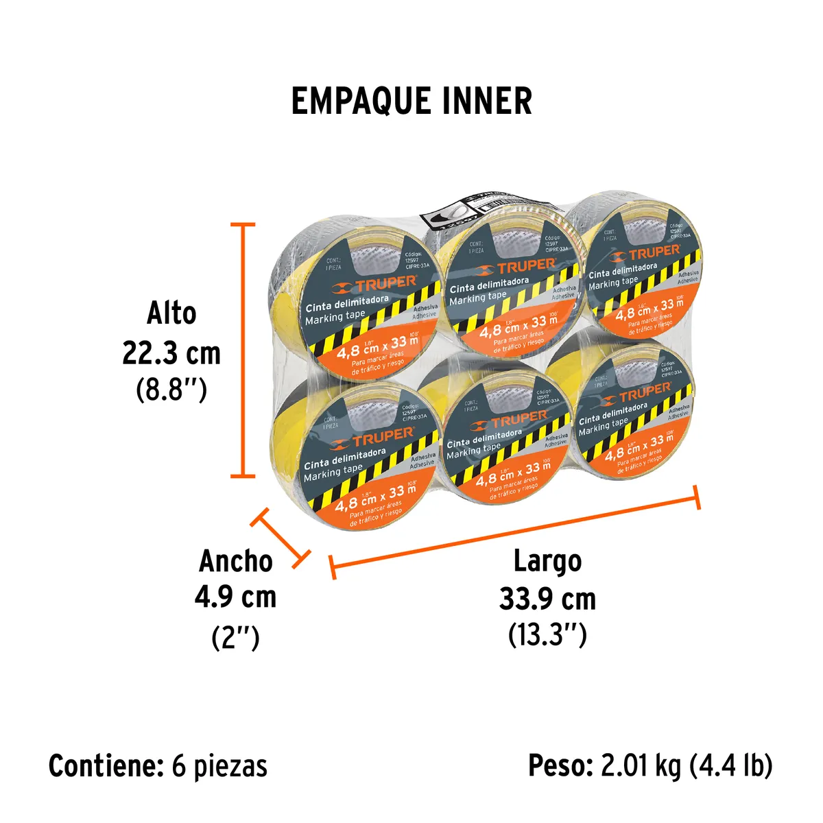 Cinta Delimitadora Amarilla/Negro 33 m Truper - 12597