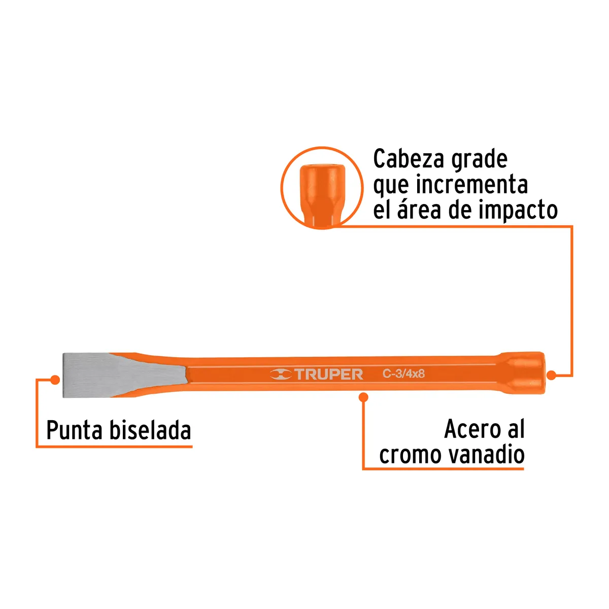 Cincel de Corte Frío 3/4" x 8" Truper - 12142