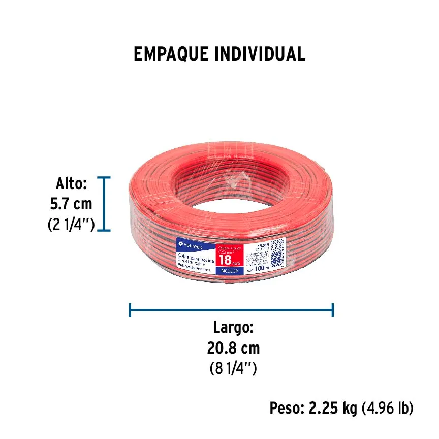 Metro de Cable Polarizado Transparente para Bocina 22 AWG Volteck - 46265
