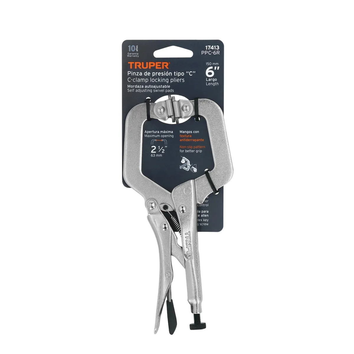 Pinza de Presión Tipo C 6" con Mordaza Autoajustable Truper - 17413