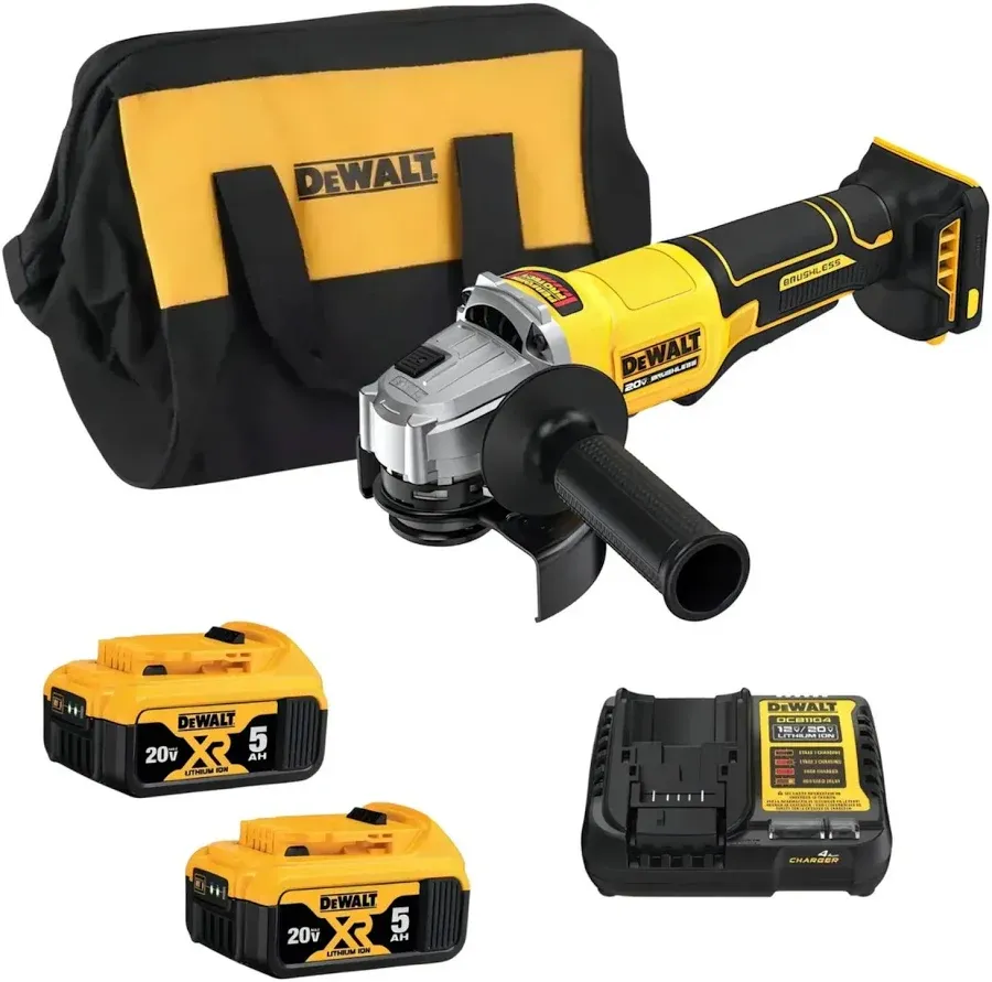 Esmeriladora Angular Inalámbrica DEWALT 20V MAX XR Brushless 4-1/2" Kit 2 Baterías 5Ah DCG408P2