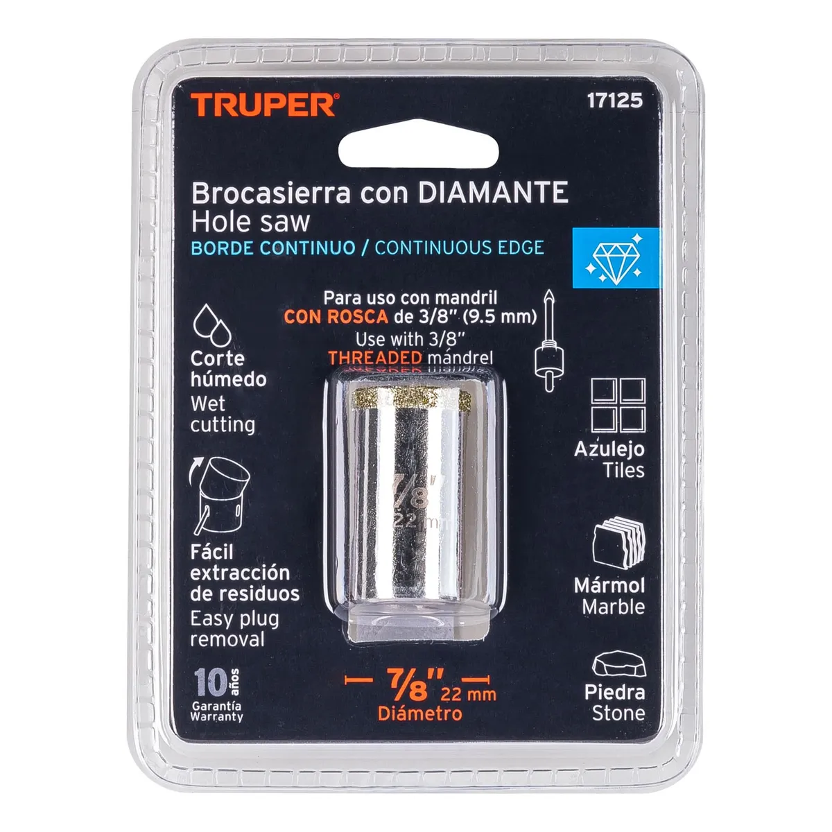 Brocasierra de Diamante Borde Continuo 7/8" Truper - 17125