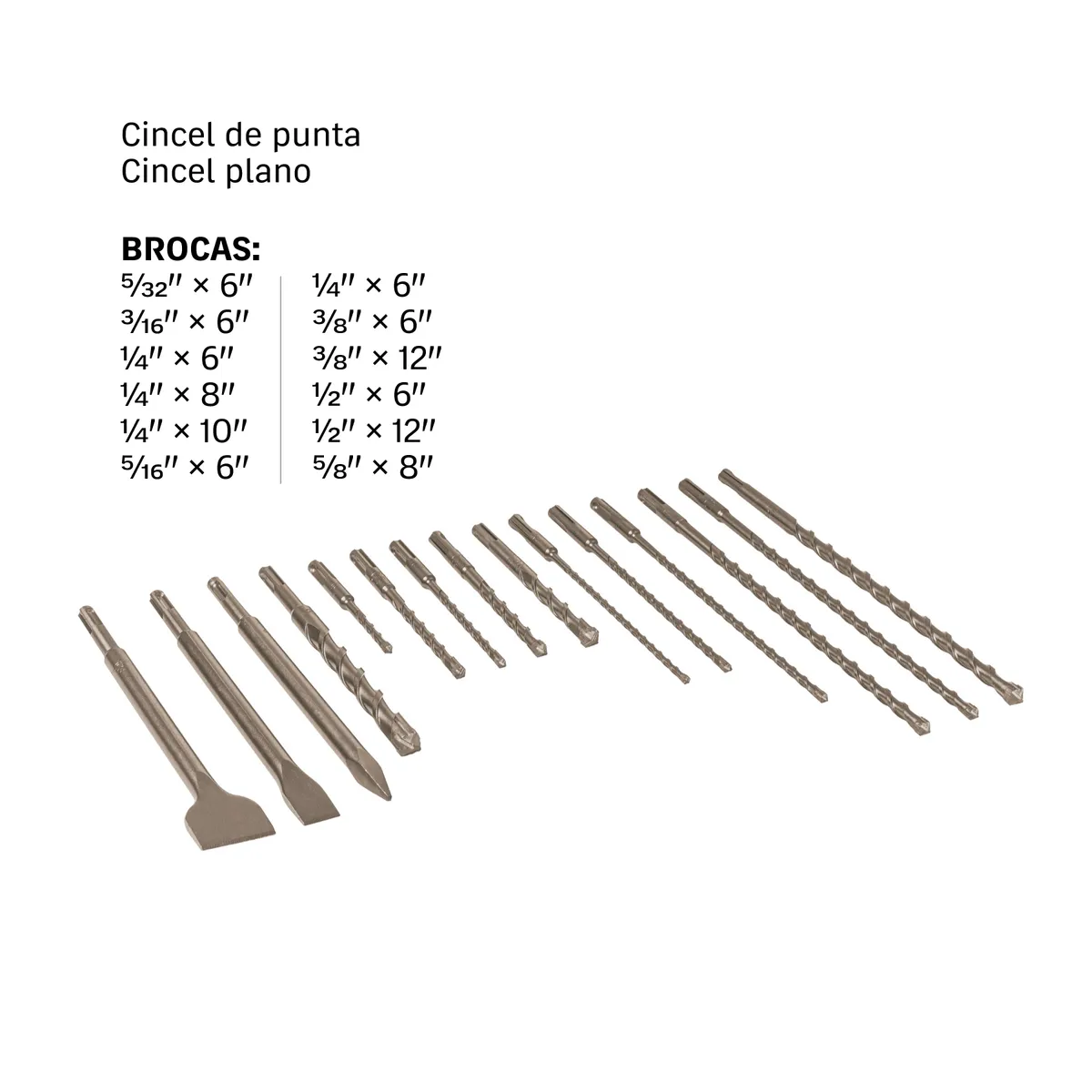 Juego de 15 Brocas y Cinceles SDS con Estuche Truper - 11897