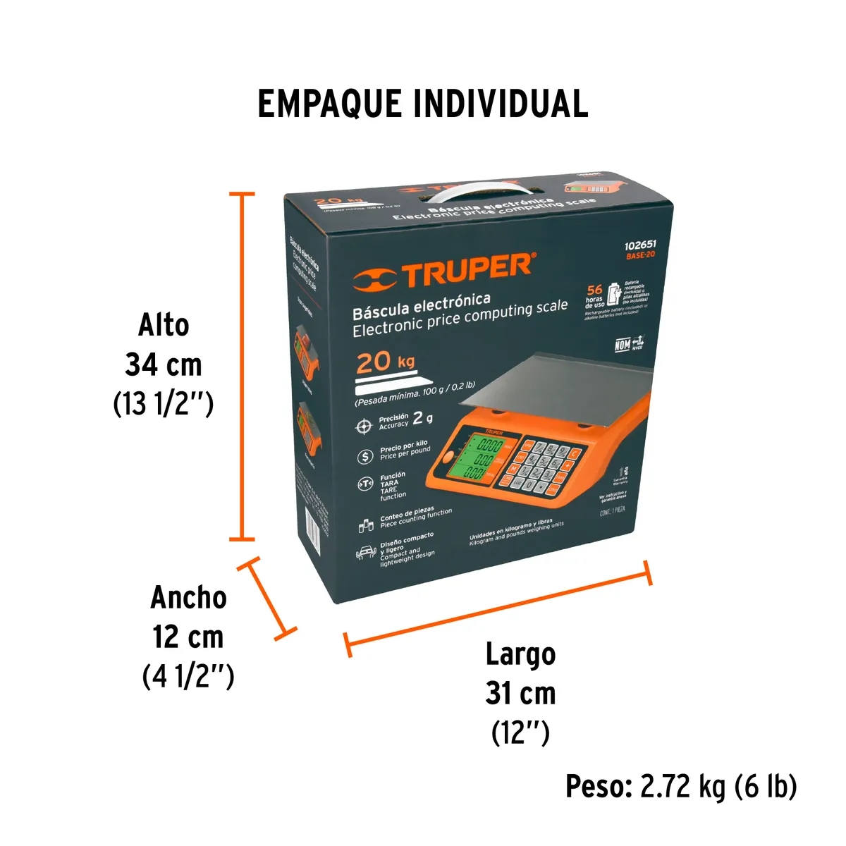 Báscula Electrónica Multifunción 20 kg Truper - 102651