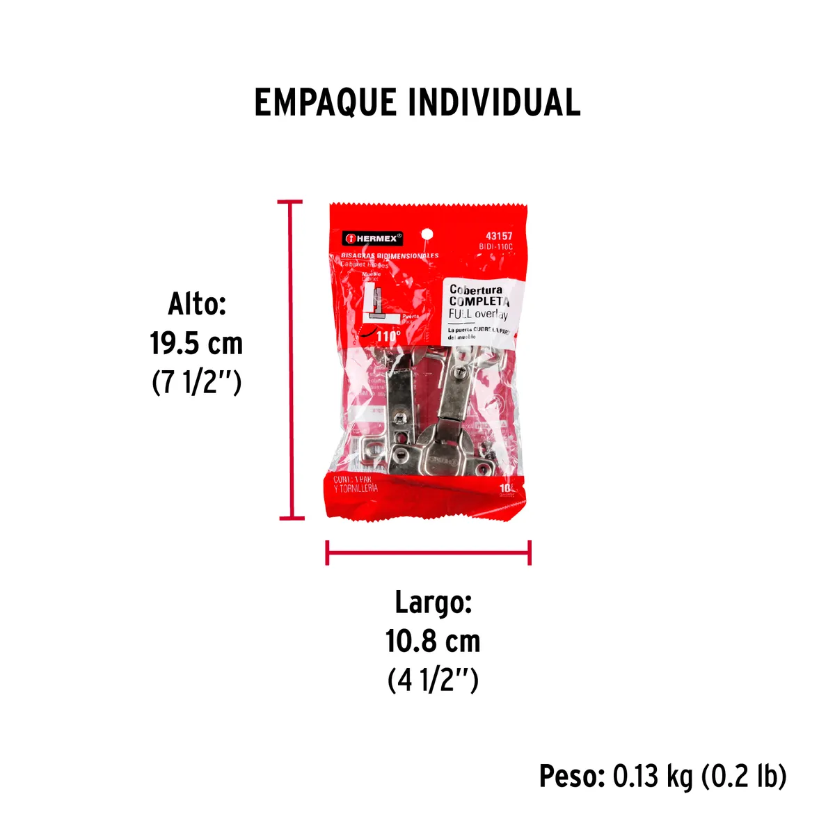 Bolsa con 2 Bisagras Bidimensionales 110° Truper - 43157