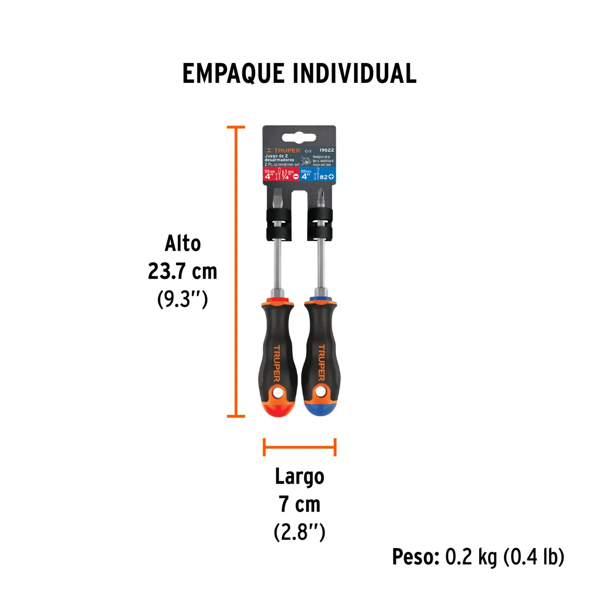 Juego de Desarmadores 1/4" x 4" DUO-1/4X4B Truper - 19622