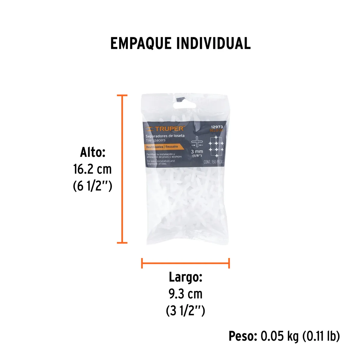 Bolsa con 200 Separadores de Loseta 3 mm Truper - 12973