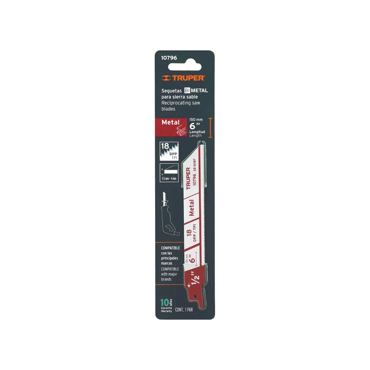 2 Seguetas para Sierra Sable 6" 18 DPP para Metal Truper - 10796