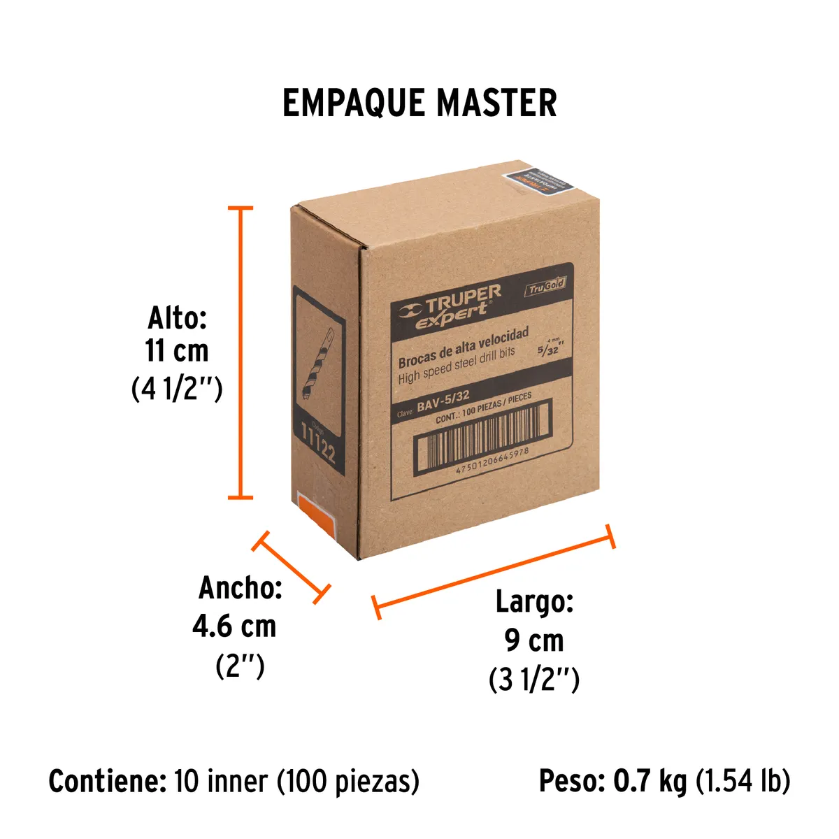 Broca HSS 5/32" Trugold para Metal Truper Expert - 11122