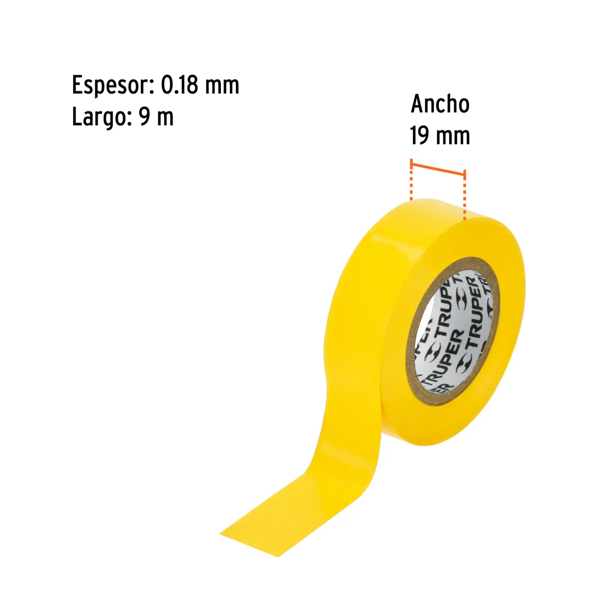 Cinta de Aislar 9 m x 19 mm Amarilla Truper - 13512