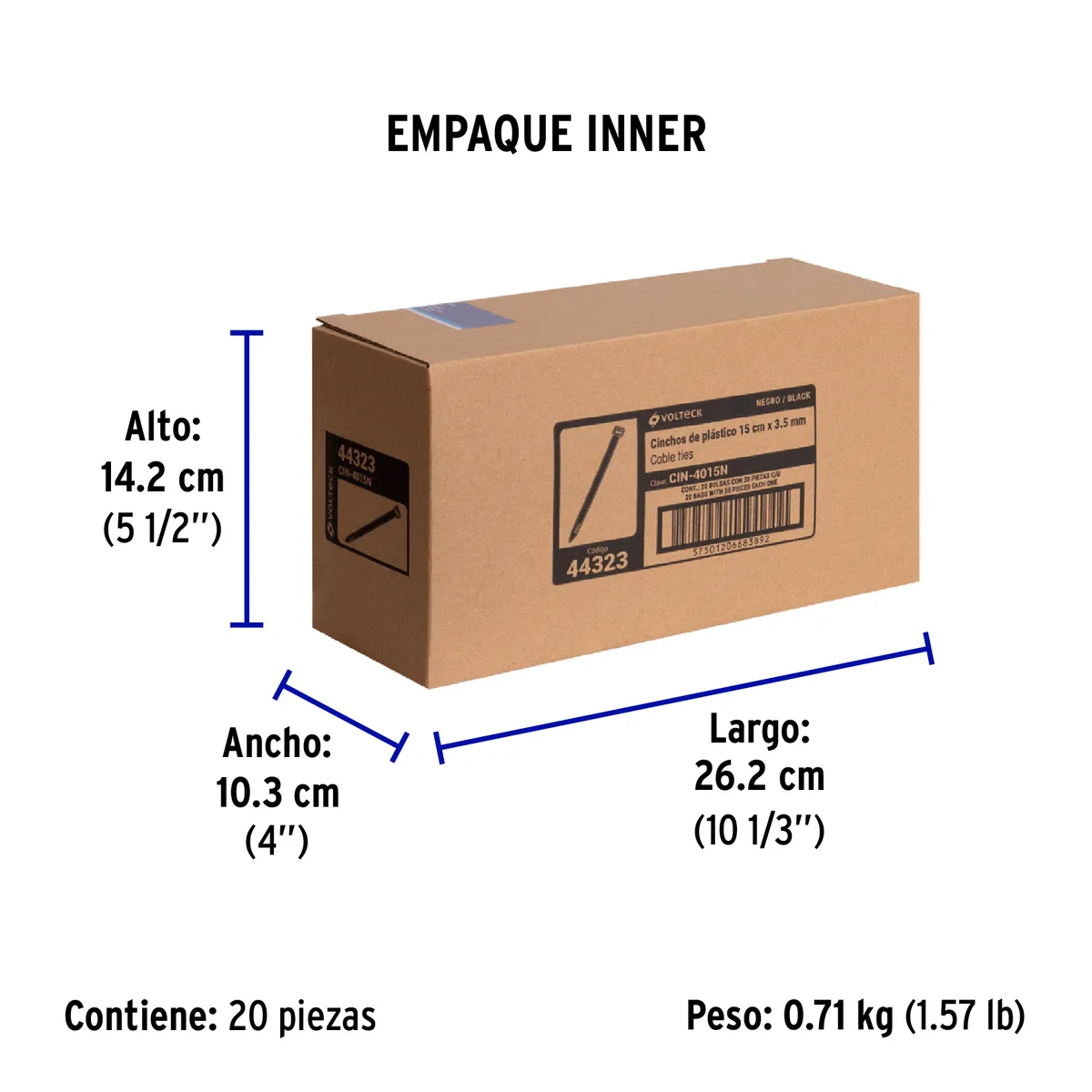 Bolsa con 50 Cinchos de Plástico 40 lb 150 x 3.5 mm Truper - 44323