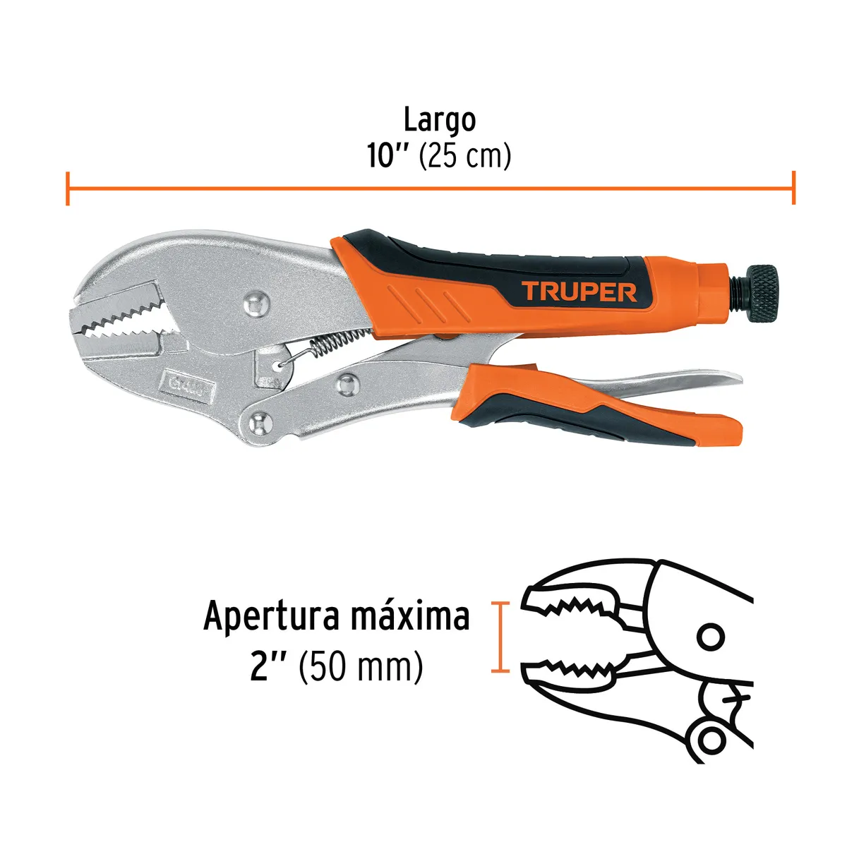 Pinza de Presión Mordaza Recta Mango de Vinil 10" Truper - 17437