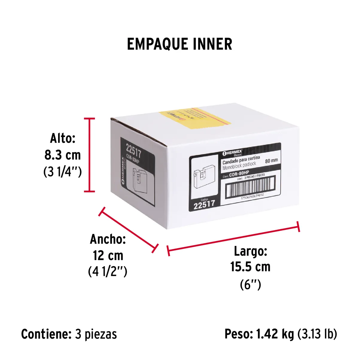 Candado Antipalanca 80 mm Hierro COR-80HP Truper - 22517