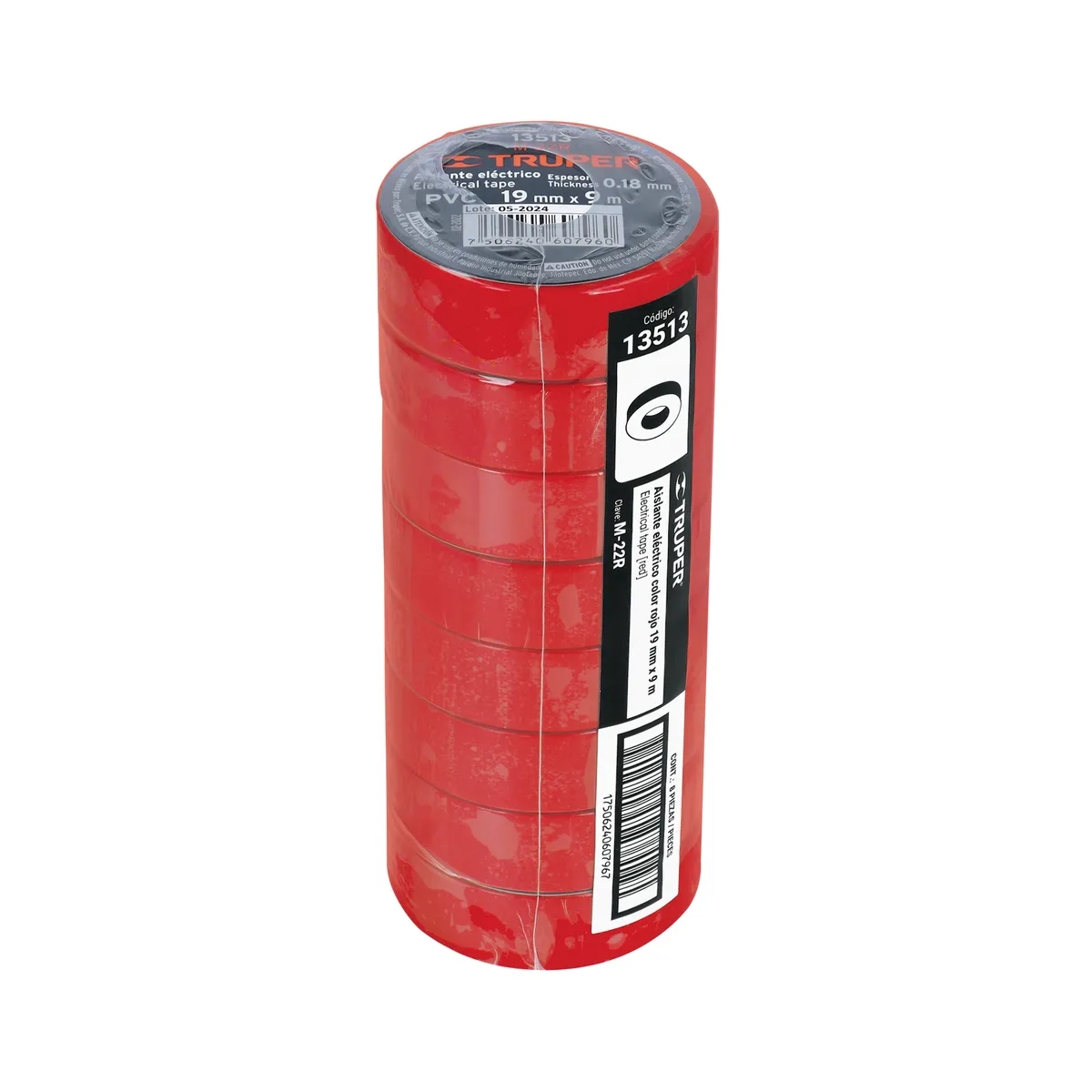 Cinta de Aislar 9 m x 19 mm Roja Truper - 13513